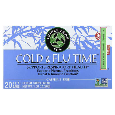 Травяной чай Triple Leaf Tea от простуды и гриппа, без кофеина, 20 пакетиков, 30 g