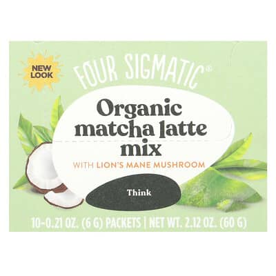 Focus, Organic Matcha Latte with Lion's Mane Mushroom, 10 Packets, 0.21 oz (6 g) Each
