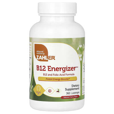 B12 Energizer, формула с B12 и фолиевой кислотой, натуральная вишня, 360 пастилок