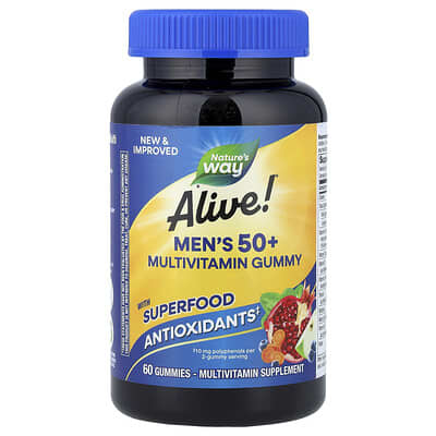 Alive!® Мужские мультивитамины Gummy, фруктовые, 60 шт