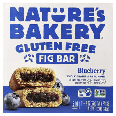 Батончики Nature's Bakery Fig Bar, Blueberry, без глютена, 6 упаковок по 2 oz (57 g)