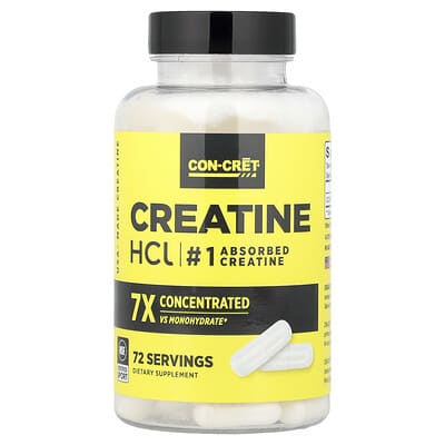 Креатин Con-Cret Creatine HCl, 72 Capsules (750 mg per Capsule)