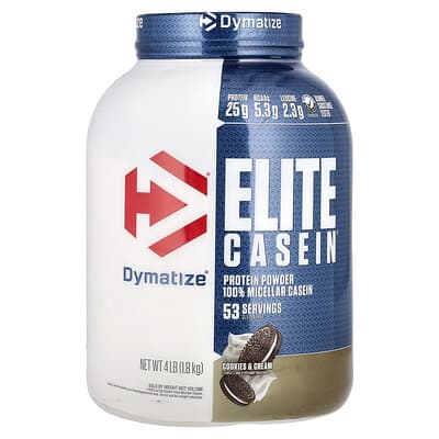 Elite Casein®, протеиновый порошок, печенье с кремом, 4 lbs (1.8 kg)
