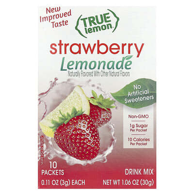 True Lemon®, Strawberry Lemonade, 10 Packets, 0.11 oz (3 g) Each