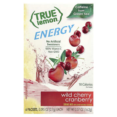 True Lemon® Energy, Wild Cherry Cranberry, 6 пакетиков, 0.095 oz (2.7 g) каждый