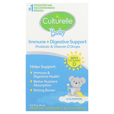 Baby Probiotics, Immune + Digestive Support, Probiotic & Vitamin D Drops, 0-12 Months, 0.3 fl oz (9 ml)