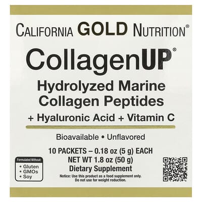 CollagenUP®, Hydrolyzed Marine Collagen Peptides with Hyaluronic Acid, Unflavored, 10 Packets, 0.18 oz (5 g) Each