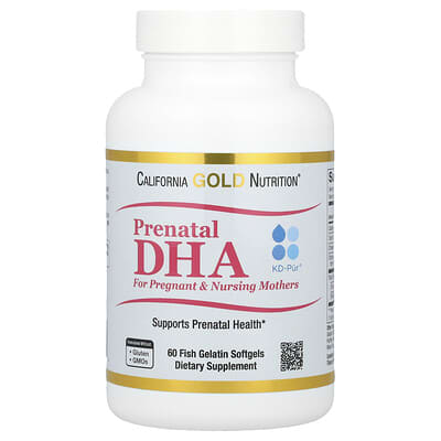 California Gold Nutrition Prenatal DHA, Omega-3 Fatty Acids DHA and EPA plus Choline для беременных и кормящих мам, 60 Fish Gelatin Softgels