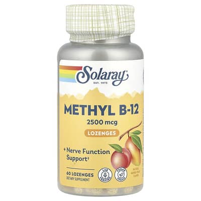 Solaray пастилки Methyl B-12, натуральный манго-персик, 2,500 mcg, 60 пастилок