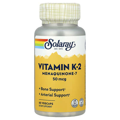 Solaray Vitamin K-2 Menaquinone-7, 50 mcg, 60 вегетарианских капсул