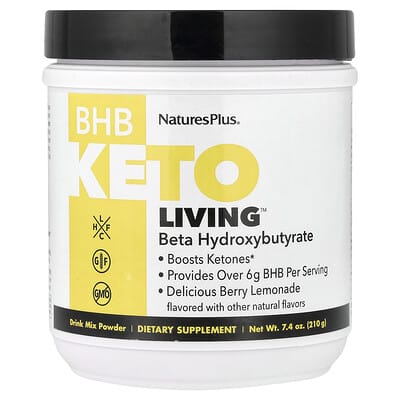 NaturesPlus BHB Keto Living™, Berry Lemonade, 7.4 oz (210 g)