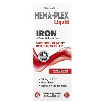 Hema-Plex® Liquid, железо + необходимые питательные вещества, Mixed Berry, 8.5 fl oz (250 ml)