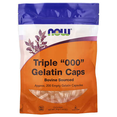 Желатиновые капсулы Triple "000", прибл. 200 пустых желатиновых капсул, 1.16 oz (33 g)