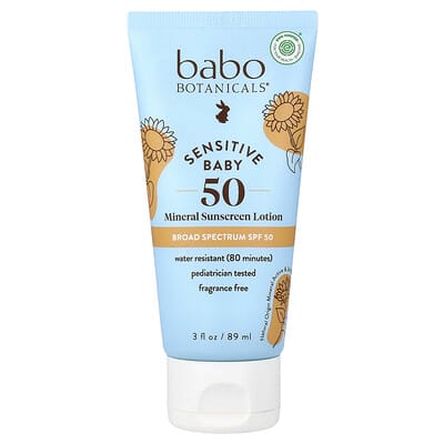 Минеральный солнцезащитный лосьон для чувствительной детской кожи, SPF 50, без отдушки, 3 fl oz (89 ml)