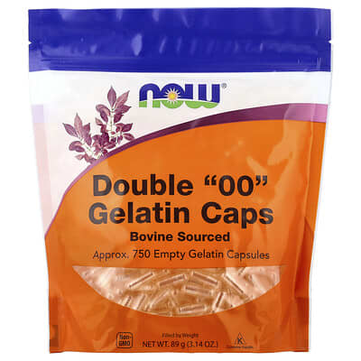NOW Foods Double "00" Gelatin Caps, около 750 пустых желатиновых капсул