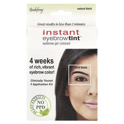 Мгновенная краска для бровей, Natural Black, 3 Application Kit