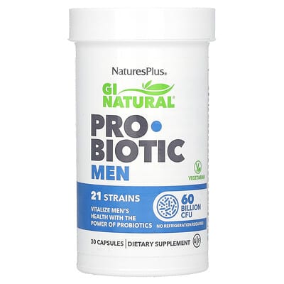 GI Natural, пробиотик для мужчин, 60 Billion CFU, 30 капсул