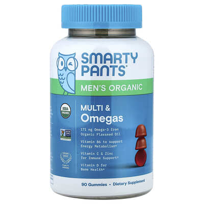 Мужские Organic Multi & Omegas Gummies, Raspberry, Orange, and Cherry, 90 Gummies
