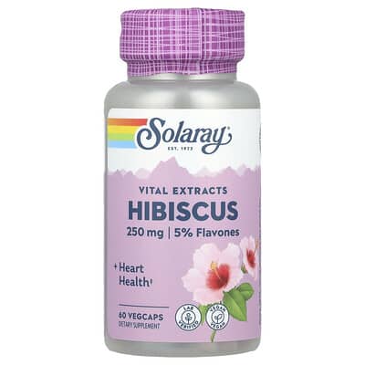 Solaray Vital Extracts, Hibiscus, 60 вегетарианских капсул