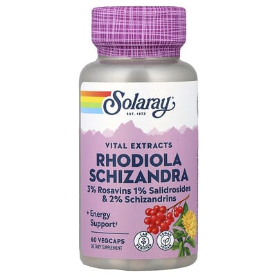 Solaray Vital Extracts, Rhodiola Schizandra, 60 вегетарианских капсул