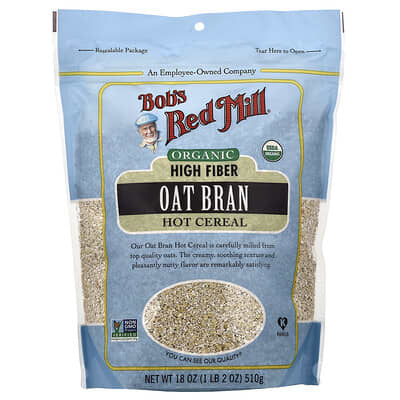 Organic High Fiber Oat Bran, Hot Cereal, 18 oz (510 g)