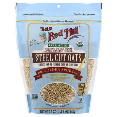 Organic Steel Cut Oats, Whole Grain, 24 oz (680 g)
