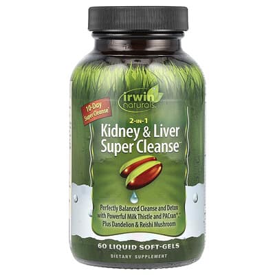 Irwin Naturals 2-в-1 очищение почек и печени™, 60 жидких мягких гелей