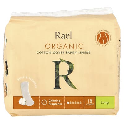 Organic Cotton Cover Panty Liners, Long, 18 Count