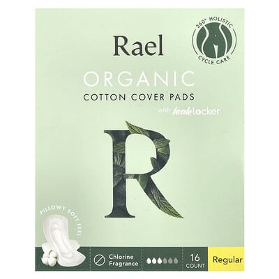 Organic Cotton Cover Pads, Regular, 16 Count