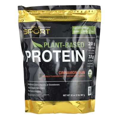 Sport, Plant-Based Protein with Organic Brown Rice Protein Concentrate, Flaxseed, Chia Seed, Cinnamon Bun, 2 lb (907 g)