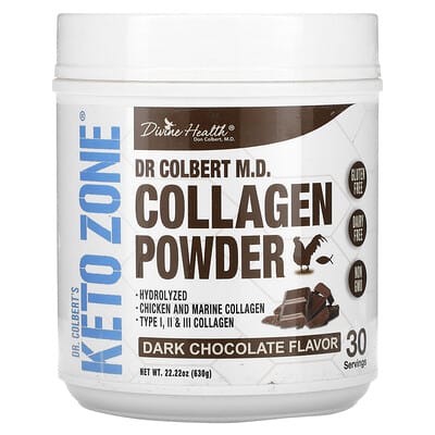 Коллагеновый порошок Dr. Colbert's Keto Zone, темный шоколад, 22.22 oz (630 g)