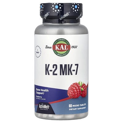K-2 MK-7, Raspberry, 60 Micro Tablets (100 mcg per Tablet)