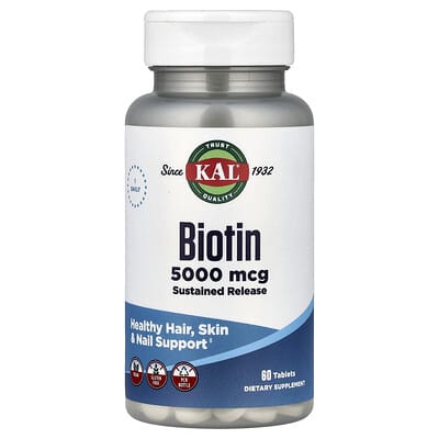 Biotin, Sustained Release, 5,000 mcg, 60 Tablets