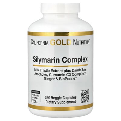 Silymarin Complex с экстрактом расторопши плюс одуванчик, артишок, имбирь и BioPerine®, 360 растительных капсул