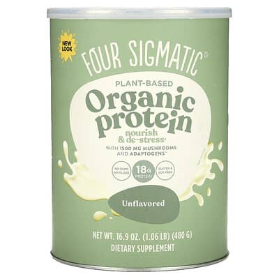 Plant-Based Organic Protein with Mushrooms & Adaptogens , Unflavored, 1.06 lb 16.9 oz (480 g)