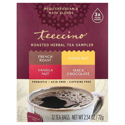 Prebiotic Roasted Herbal Tea Sampler, 4 Flavors, Caffeine Free, 12 Tea Bags, 2.54 oz (72 g)