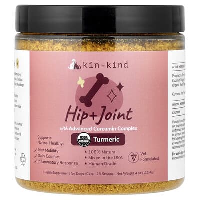 Добавка Kin+Kind Hip + Joint с куркумином для собак и кошек, 113.4 g