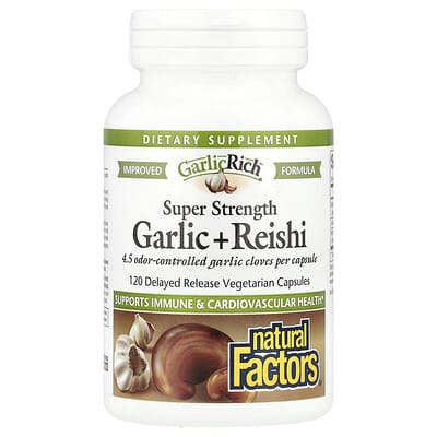 GarlicRich®, суперконцентрированный чеснок + рейши, 120 вегетарианских капсул с пролонгированным высвобождением