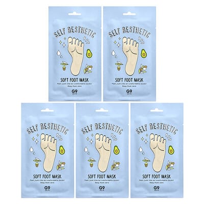 Self Aesthetic, мягкая маска для ног, 5 шт, 0.40 fl oz (12 ml)