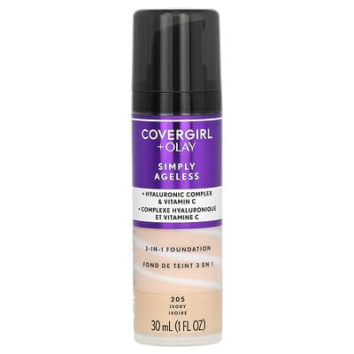 Olay Simply Ageless, тональный крем 3-в-1, 205 Ivory, 1 fl oz (30 ml)