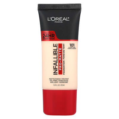L'Oréal Infallible, тональный крем Pro-Matte, 101 Classic Ivory, 1 fl oz (30 ml)