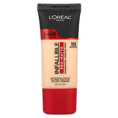 L'Oréal Infallible, матовый тональный крем, 103 Natural Buff, 1 fl oz (30 ml)