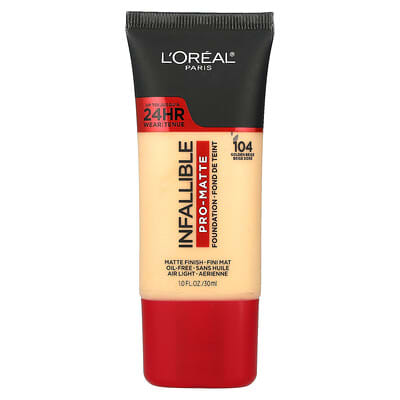 L'Oréal Infallible Pro-Matte тональный крем, 104 Golden Beige, 1 fl oz (30 ml)
