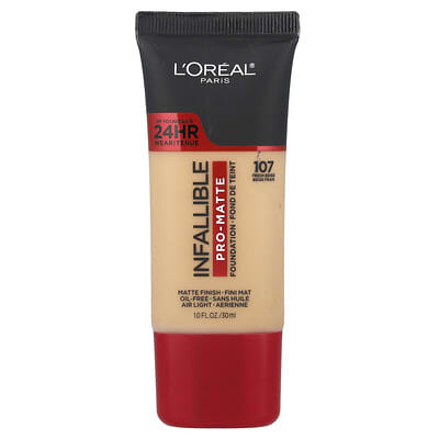 Матовый тональный крем L'Oréal Infallible Pro-Matte, 107 Fresh Beige, 1 fl oz (30 ml)