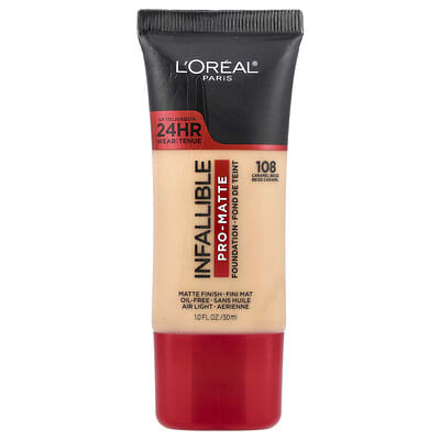 L'Oréal Infallible Pro-Matte тональный крем, 108 Caramel Beige, 1 fl oz (30 ml)