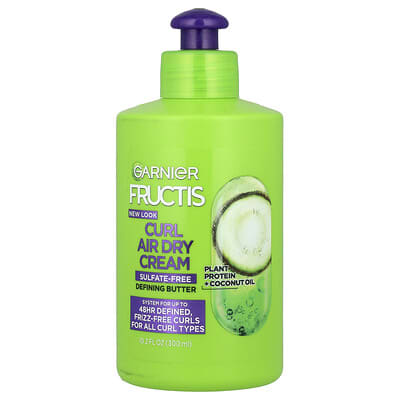 Garnier Fructis, крем для укладки Curl Air Dry Cream, для всех типов завитков, 10.2 fl oz (300 ml)