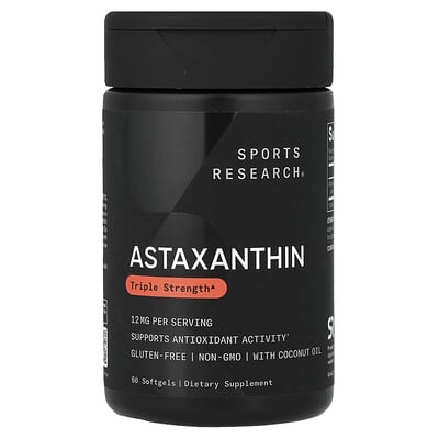 Astaxanthin, Triple Strength, 12 mg, 60 Softgels