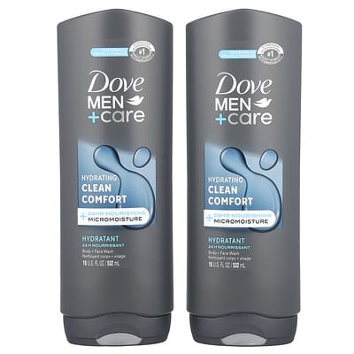 Гель для тела и лица Dove Men+Care, Clean Comfort, 2 Pack, 18 fl oz (532 ml) Each