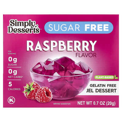 Желейный десерт без желатина, без сахара, Raspberry, 0.7 oz (20 g)