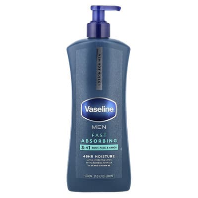 Мужской лосьон Vaseline 3-in-1 для тела, лица и рук, быстро впитывающий, 20.3 fl oz (600 ml)